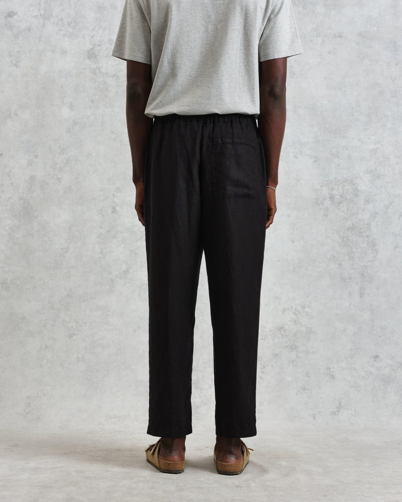 wax london Kurt - Washed Black Linen Trousers