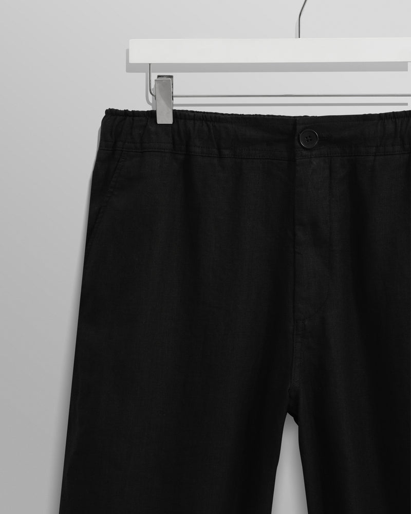 wax london Kurt - Washed Black Linen Trousers