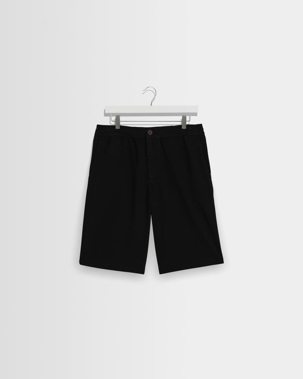 wax london men's Kyle - Black Organic Cotton Twill Shorts