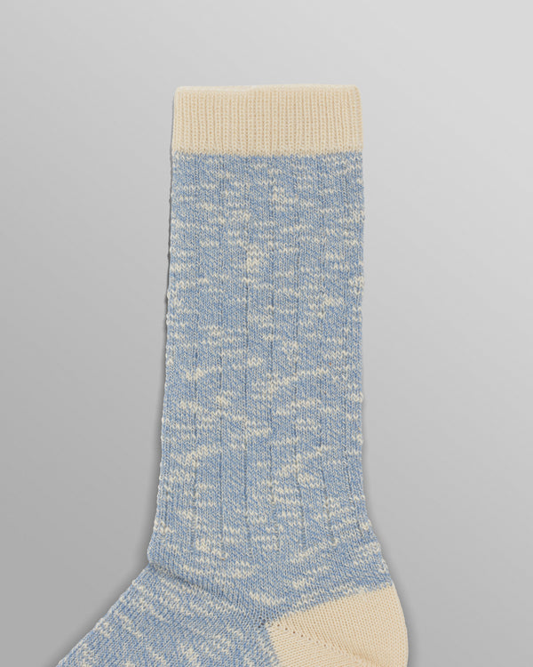 wax london Land - Pale Blue Slub Cotton Socks