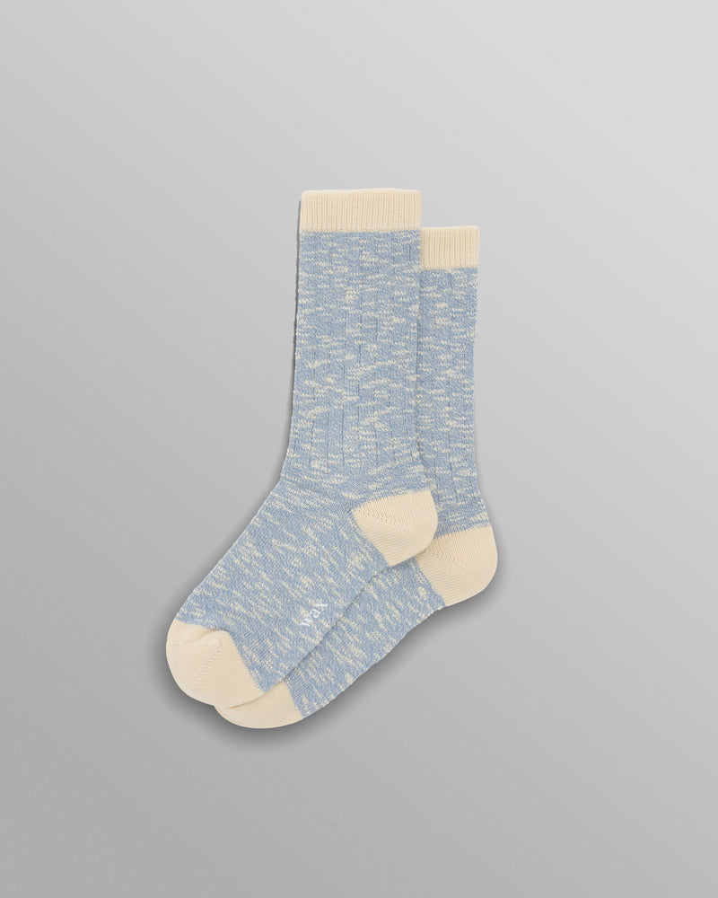 wax london Land - Pale Blue Slub Cotton Socks