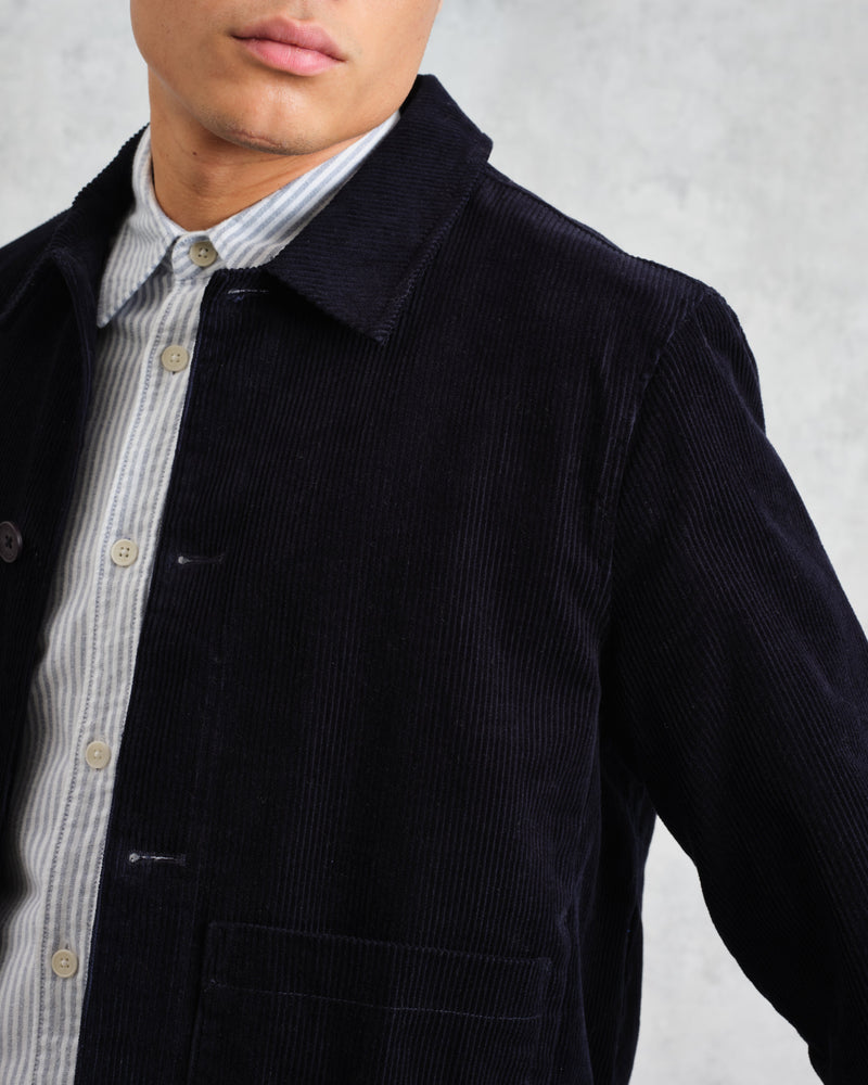 wax london Landmark - Navy Corduroy Chore Jacket