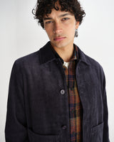 wax london men's Landmark - Navy Corduroy Chore Jacket