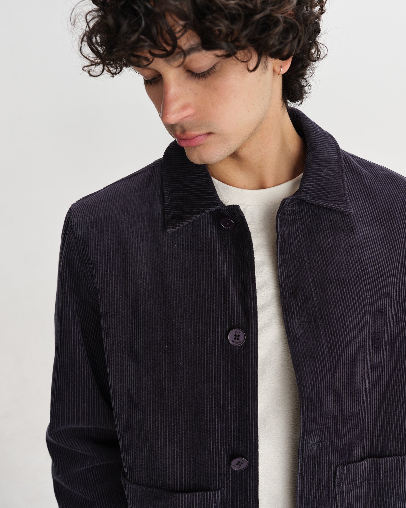 Men's Navy Corduroy Chore Jacket | Wax London