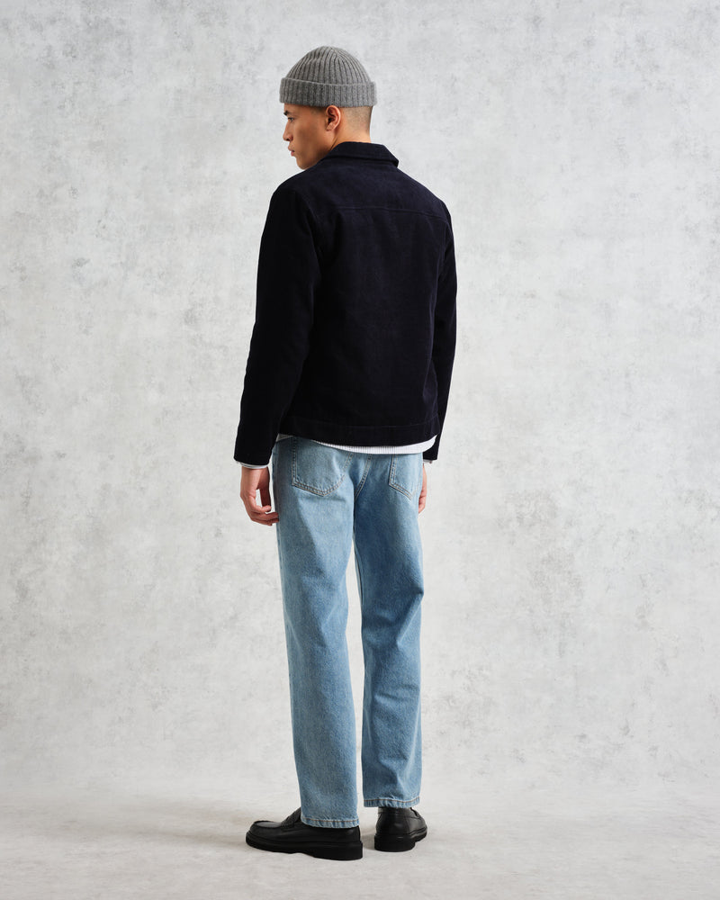 wax london Landmark - Navy Corduroy Chore Jacket