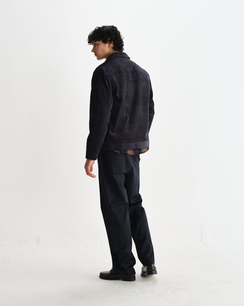 wax london men's Landmark - Navy Corduroy Chore Jacket