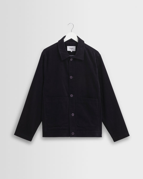 wax london men's Landmark - Navy Corduroy Chore Jacket