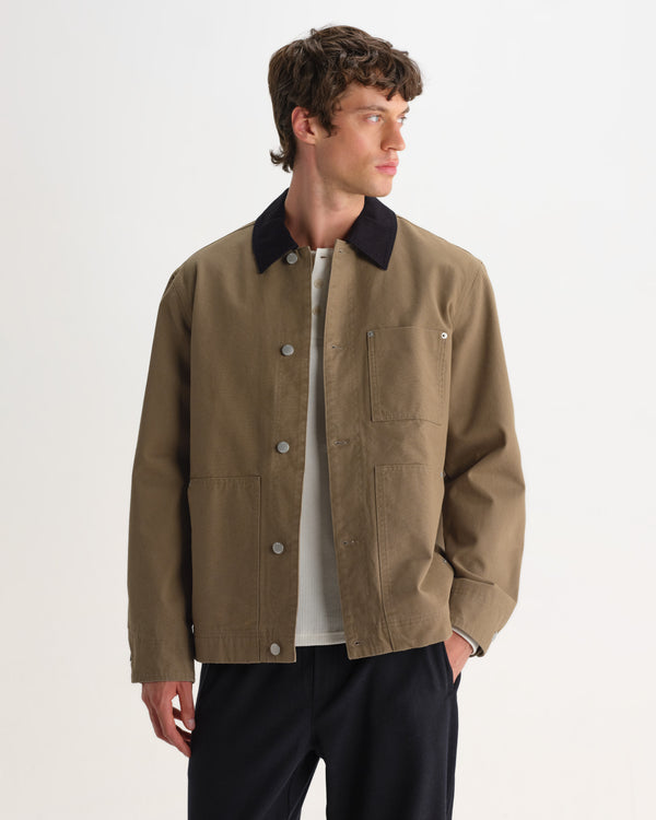 wax london men's Landor - Light Khaki Canvas Jacket