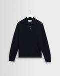 Lawrie - Navy Long-Sleeve Knitted Polo