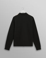 wax london men's Lennox - Black And Beige Milano Stripe Knitted Polo