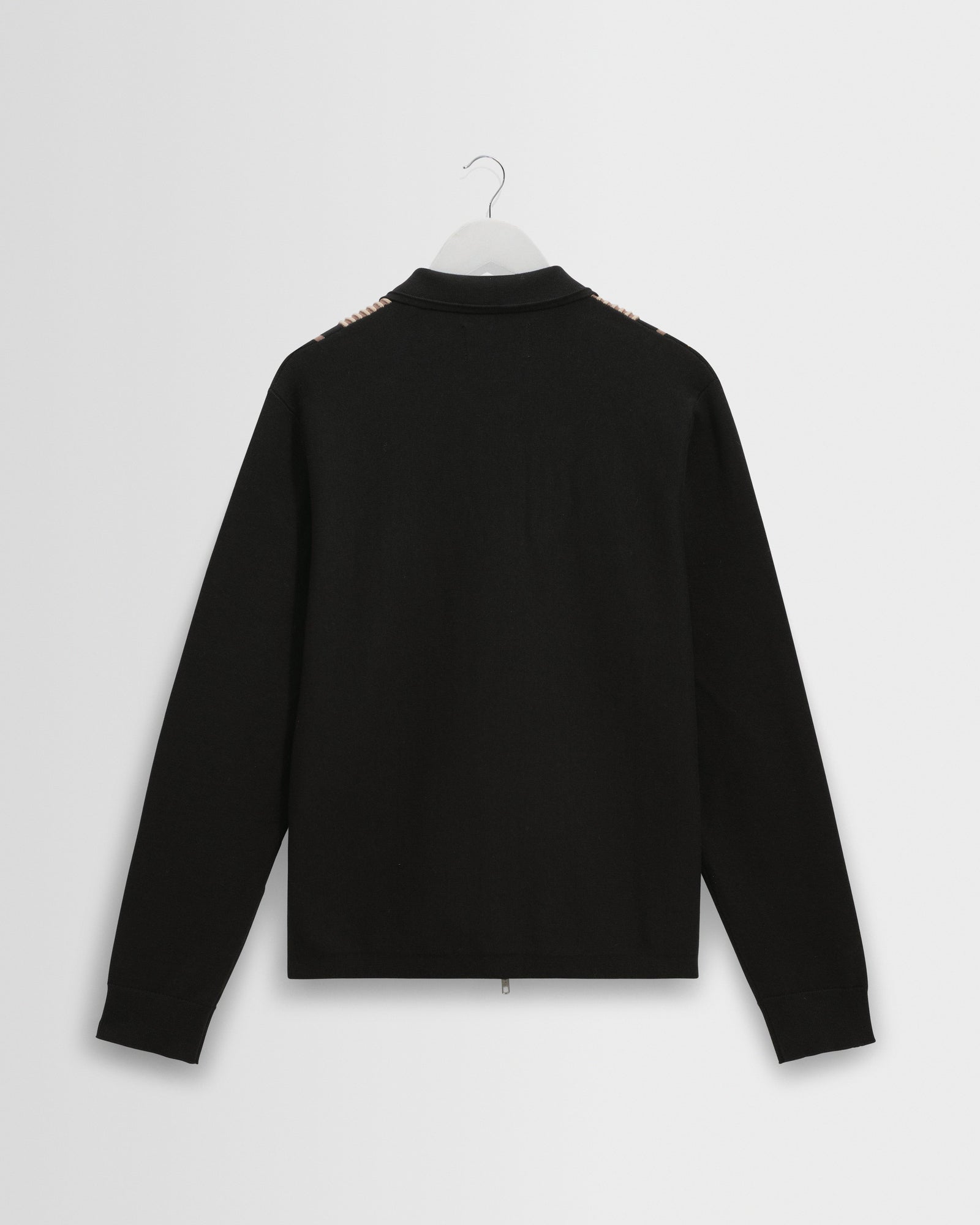 Men's Black And Beige Milano Stripe Knitted Polo | Wax London