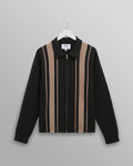 Lennox - Black And Beige Milano Stripe Knitted Polo
