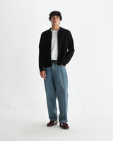 wax london men's Lennox - Black Milano Stripe Knitted Polo