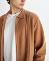 wax london men's Lennox - Camel Milano Stripe Knitted Polo
