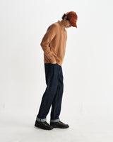wax london men's Lennox - Camel Milano Stripe Knitted Polo