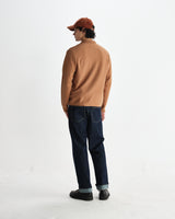 wax london men's Lennox - Camel Milano Stripe Knitted Polo