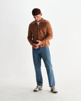 wax london men's Lennox - Camel Milano Stripe Knitted Polo