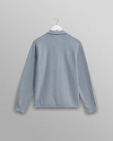 wax london men's Lennox - Grey Blue Milano Stripe Knitted Polo