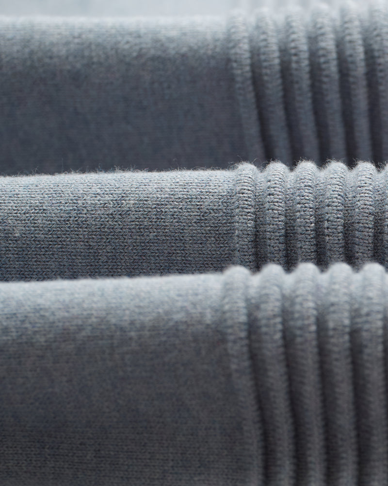 wax london men's Lennox - Grey Blue Milano Stripe Knitted Polo