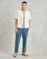 wax london Lido - Ecru Dobby Cotton Weave Short-Sleeve Shirt