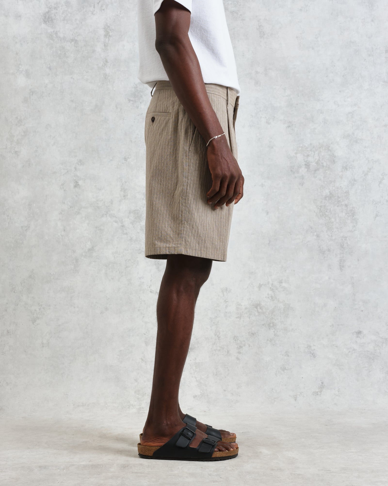 Men's Natural Chalk Stripe Shorts | Wax London