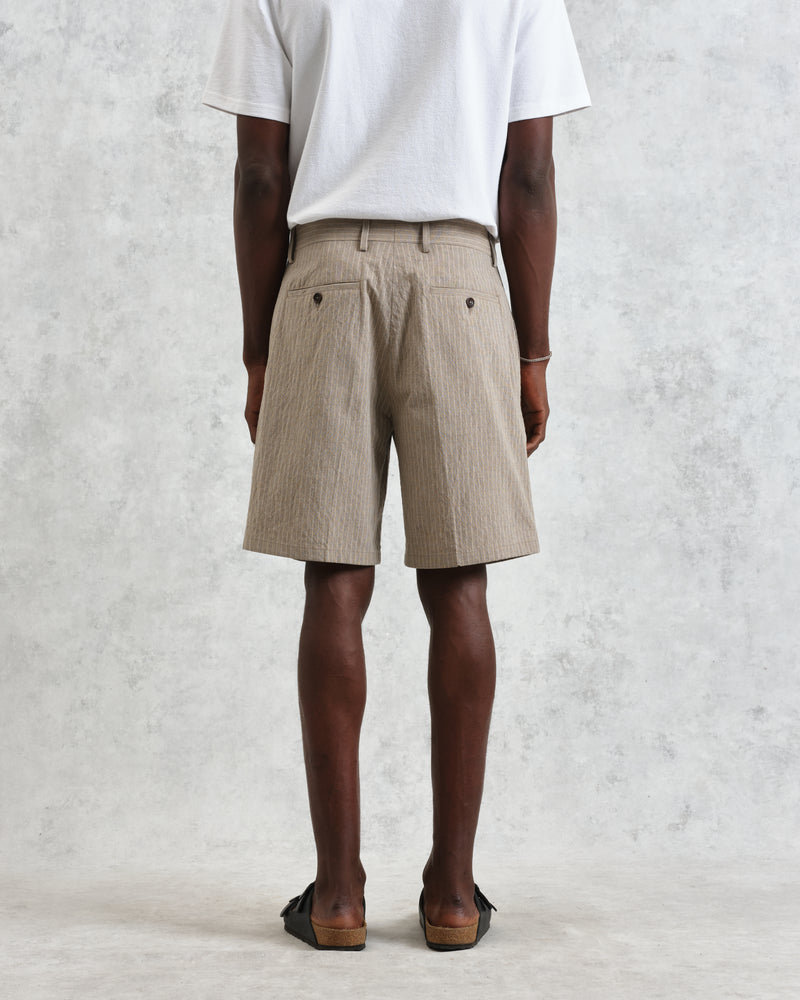 wax london men's Linton - Natural Chalk Stripe Shorts