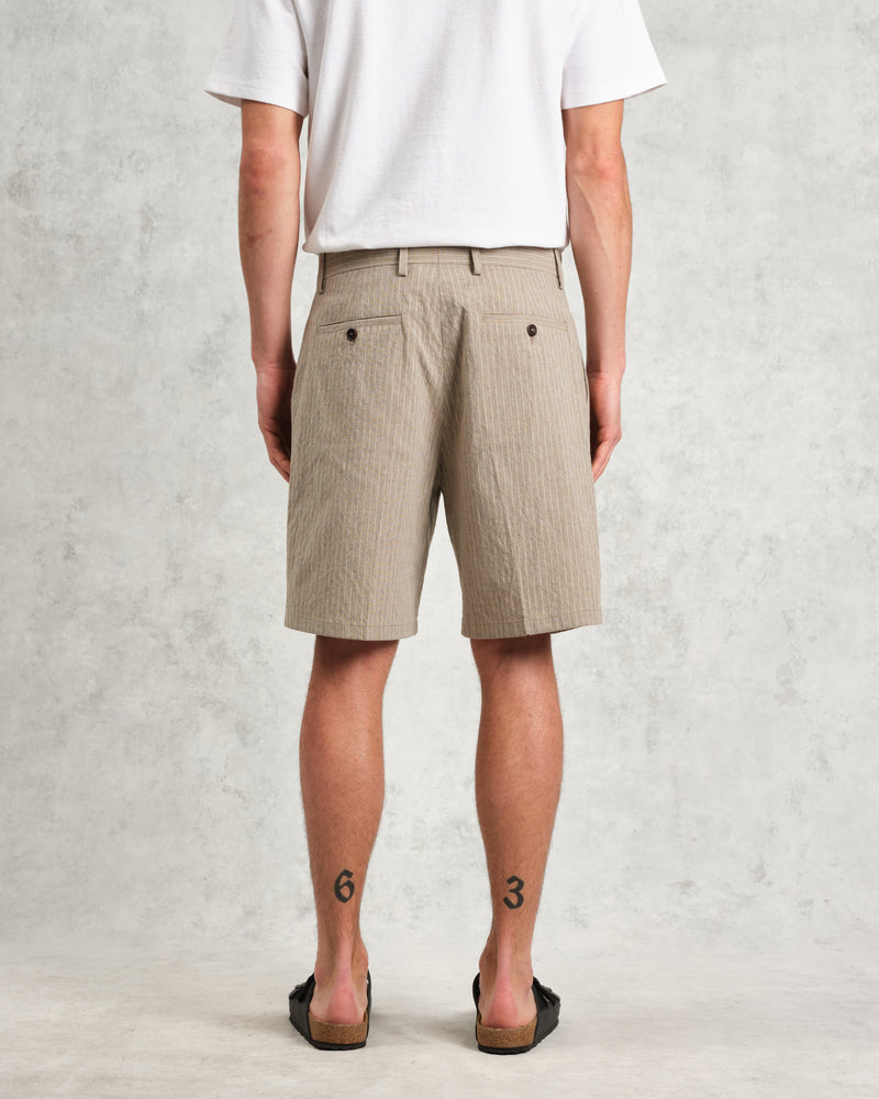 wax london Linton - Natural Chalk Stripe Shorts