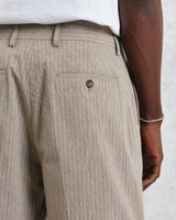 wax london men's Linton - Natural Chalk Stripe Shorts