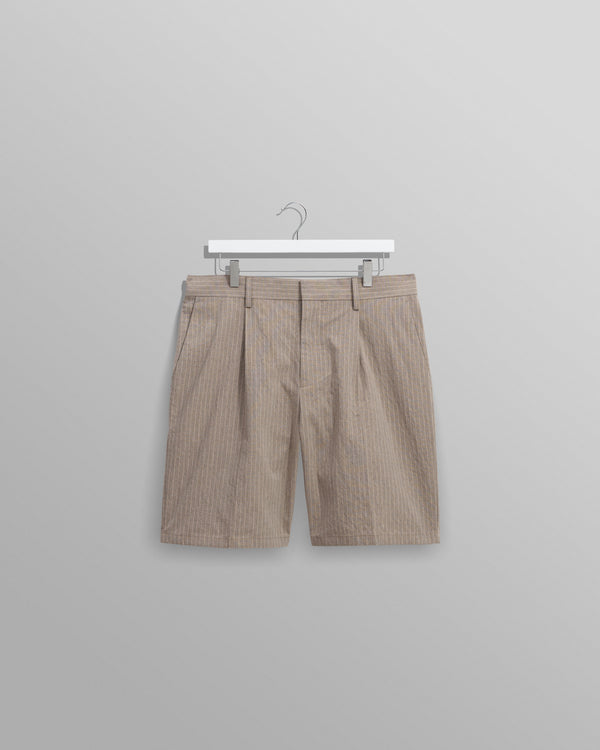 wax london men's Linton - Natural Chalk Stripe Shorts