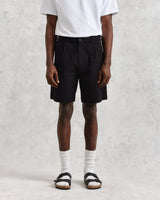 wax london Linton Pleat Shorts Black Seersucker