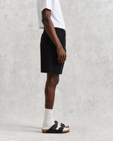 wax london Linton Pleat Shorts Black Seersucker