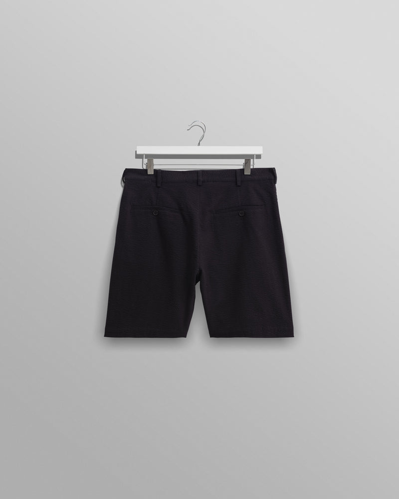 wax london Linton Pleat Shorts Black Seersucker