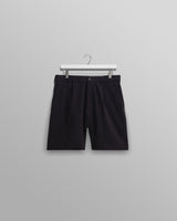 wax london Linton Pleat Shorts Black Seersucker