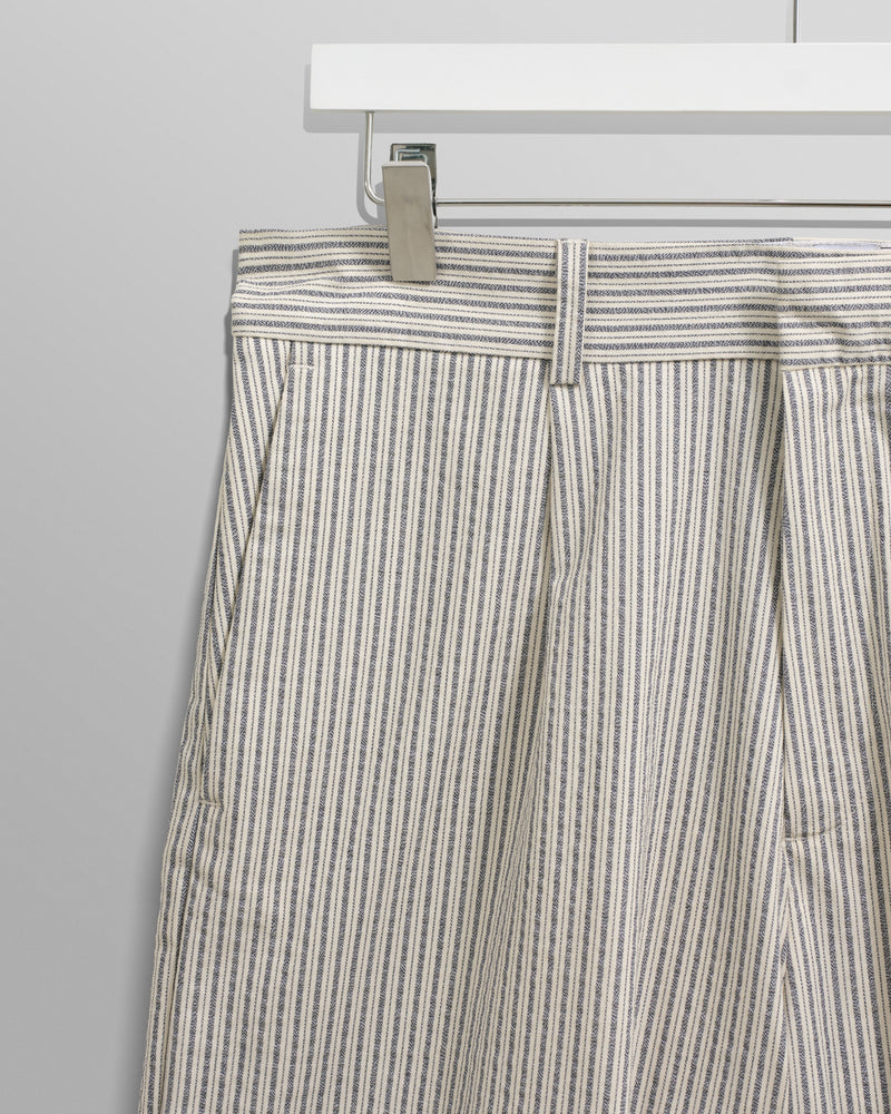 wax london Linton Pleat Shorts Ecru Stripe