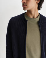 wax london men's Lisford - Navy Stitch Zip Cardigan