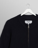 wax london men's Lisford - Navy Stitch Zip Cardigan