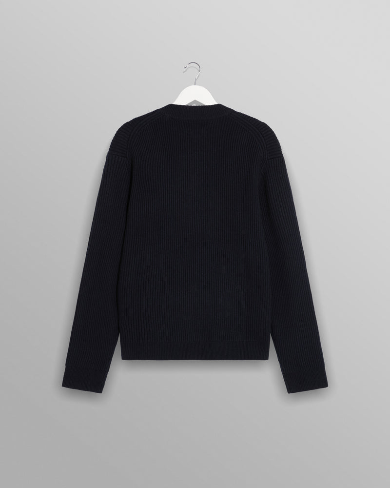 wax london men's Lisford - Navy Stitch Zip Cardigan