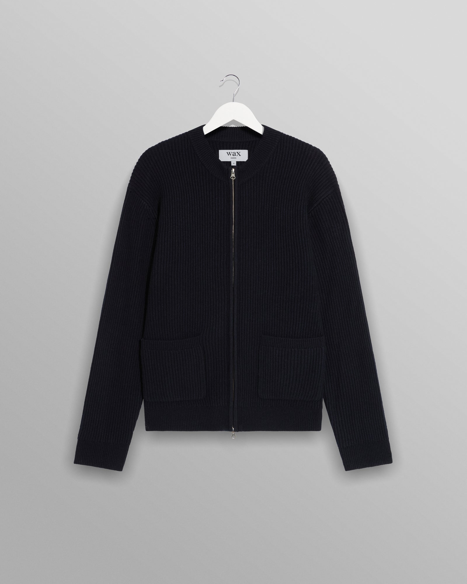 Men's Navy Stitch Zip Cardigan | Wax London