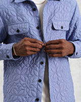 wax london Lomond - Blue Petal Jacquard Quilted Overshirt