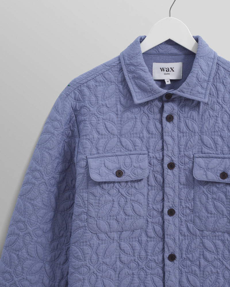 wax london Lomond - Blue Petal Jacquard Quilted Overshirt