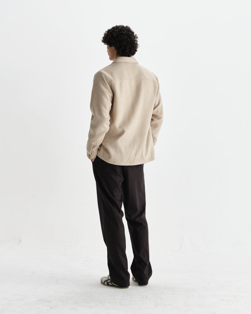 wax london men's Lomond - Natural Heavy Wool Overshirt