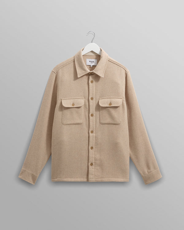 wax london men's Lomond - Natural Heavy Wool Overshirt
