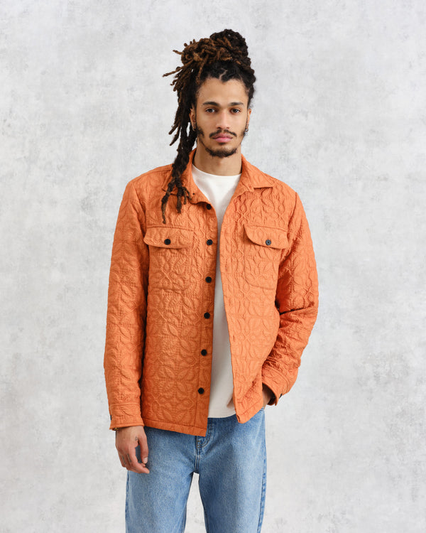 wax london Lomond - Orange Petal Jacquard Quilted Overshirt