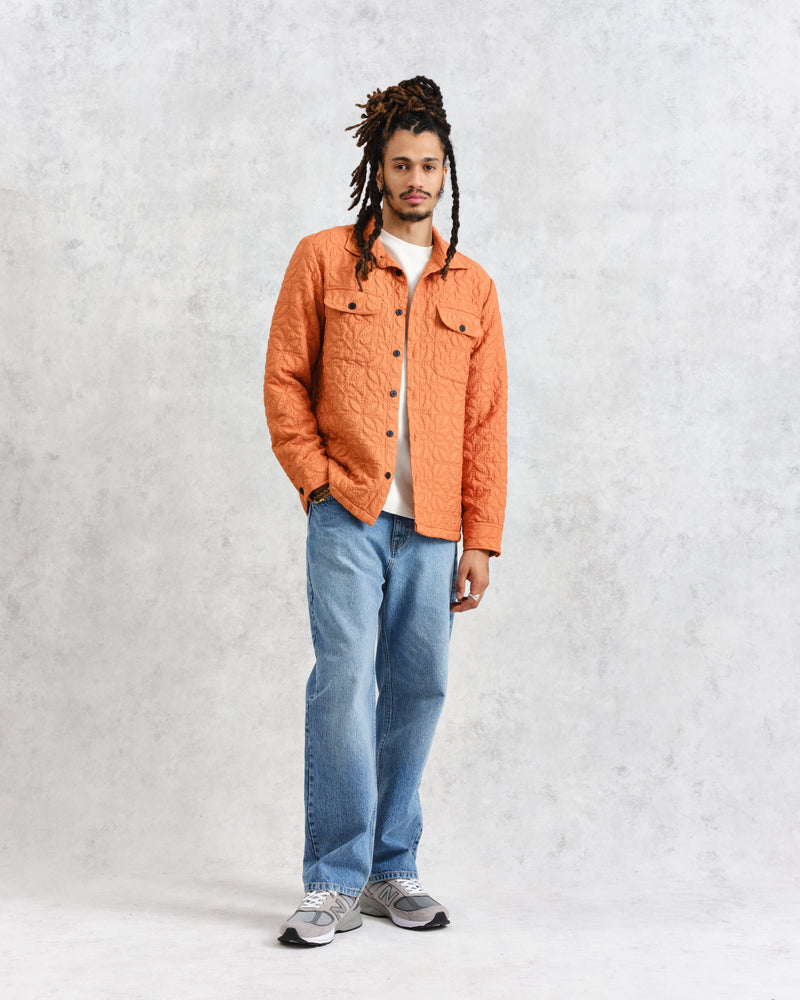 wax london Lomond - Orange Petal Jacquard Quilted Overshirt