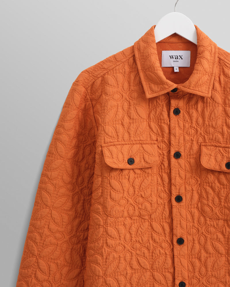 wax london Lomond - Orange Petal Jacquard Quilted Overshirt