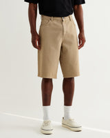 wax london men's Luca - Washed Beige Organic Cotton Denim Shorts