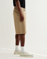 wax london men's Luca - Washed Beige Organic Cotton Denim Shorts