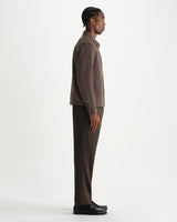 wax london men's Lytton - Brown And Ecru Hash Check Zip Overshirt