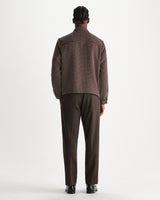 wax london men's Lytton - Brown And Ecru Hash Check Zip Overshirt
