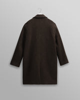 wax london men's Magnus - Brown Herringbone Double-Breasted Wool Overcoat